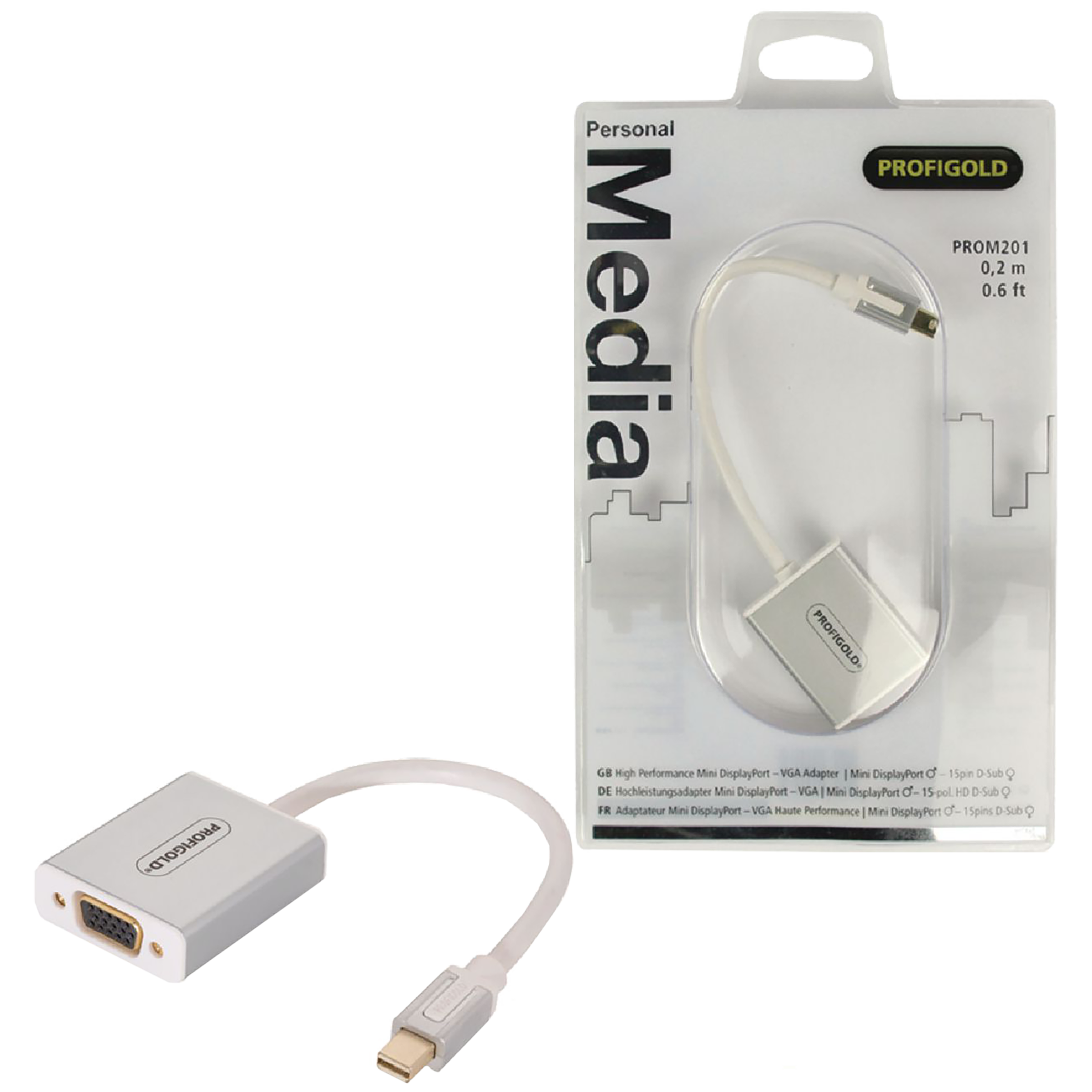 Переходник DisplayPort - VGA адаптер DP (M/F) 1080p 60Hz белый